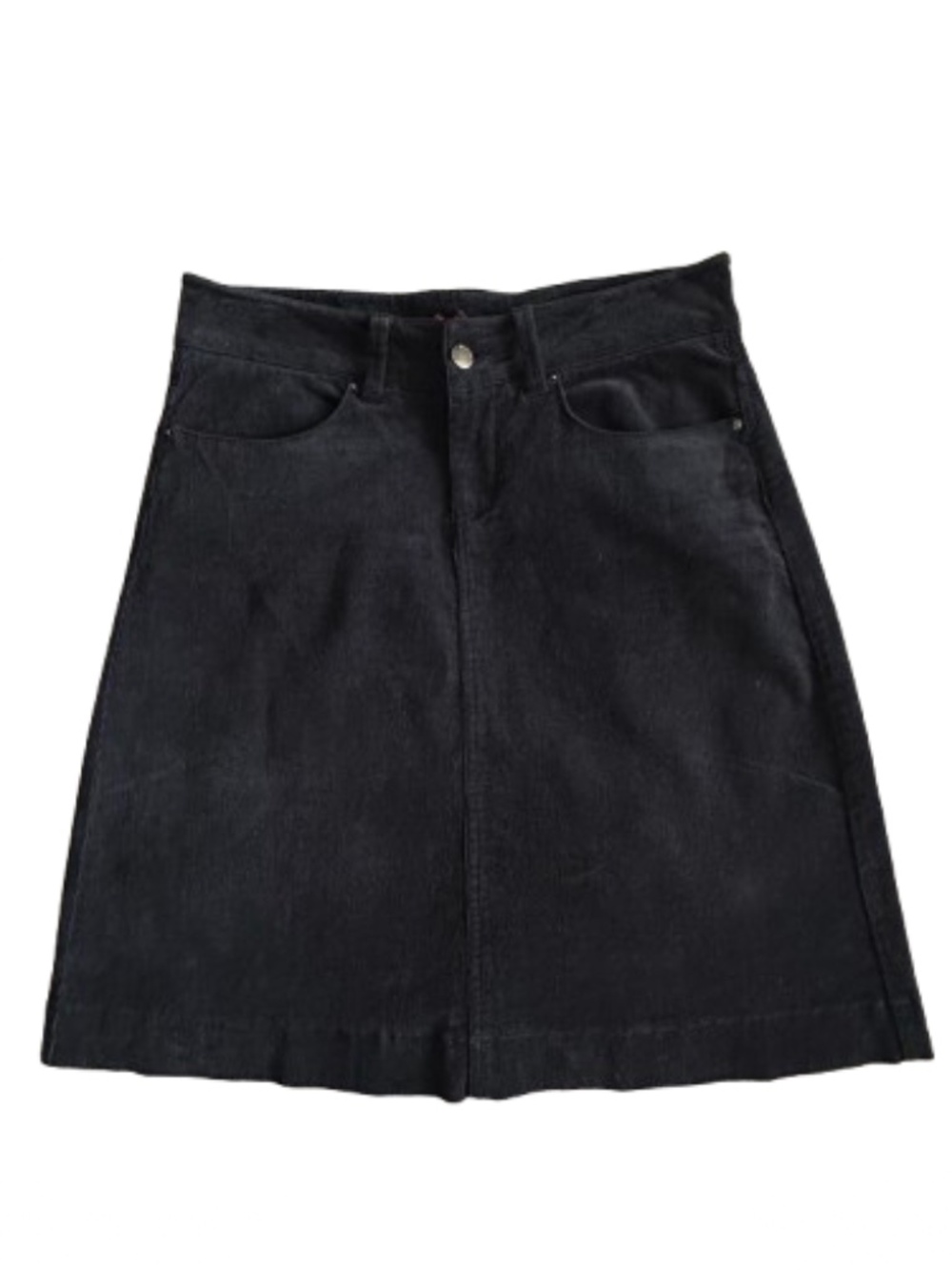 DownEast Women's XS Dark Navy Mini Corduroy Zip & Button Closure Cotton Skirt